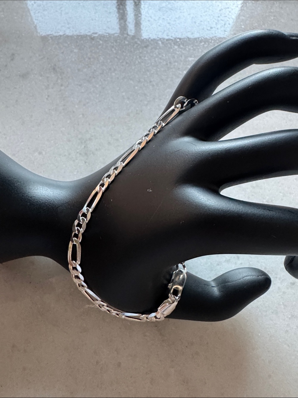 New 925 Sterling Silver Figaro Chain Bracelet - Shiny Silver